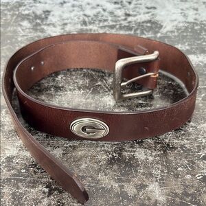 Green Bay Metal Studded Brown Leather Belt 40"